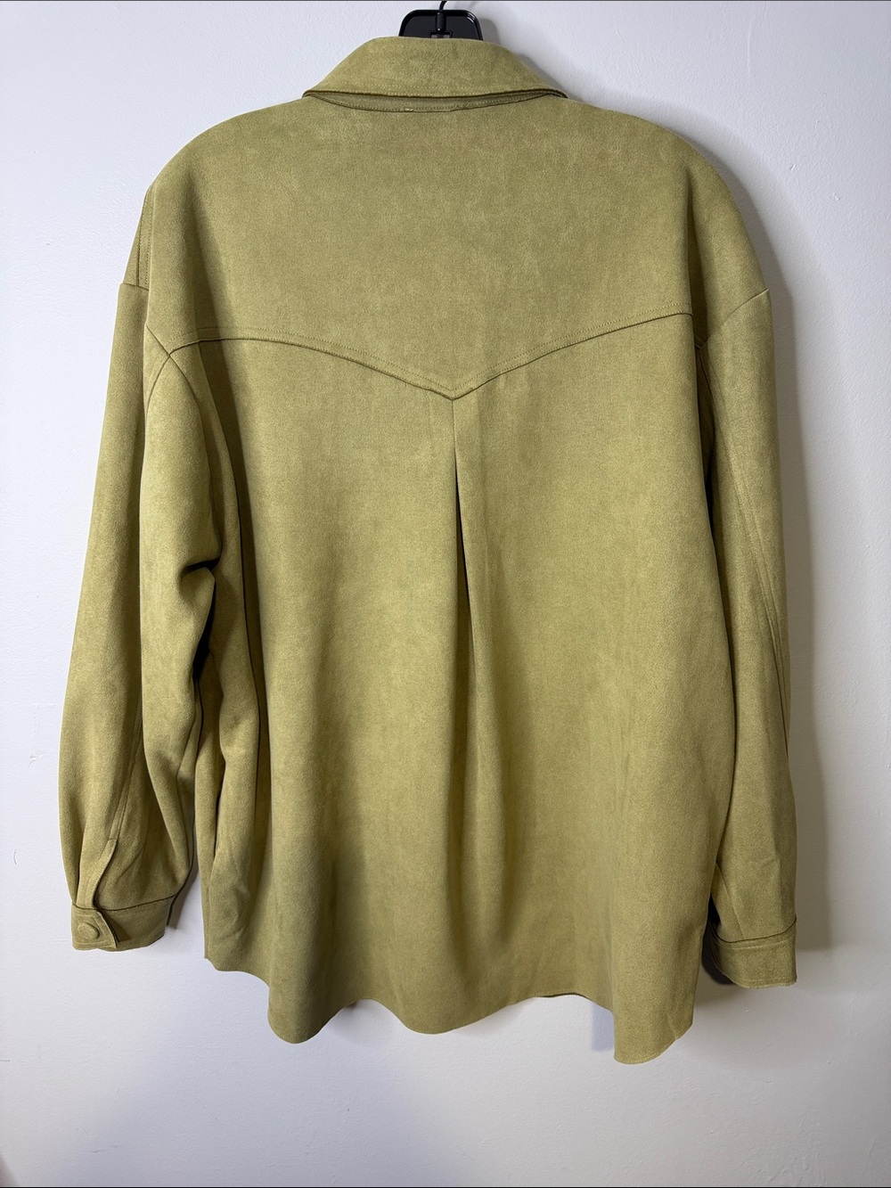 Fate Olive Button-Front Suede Shacket - Picture 3 of 3